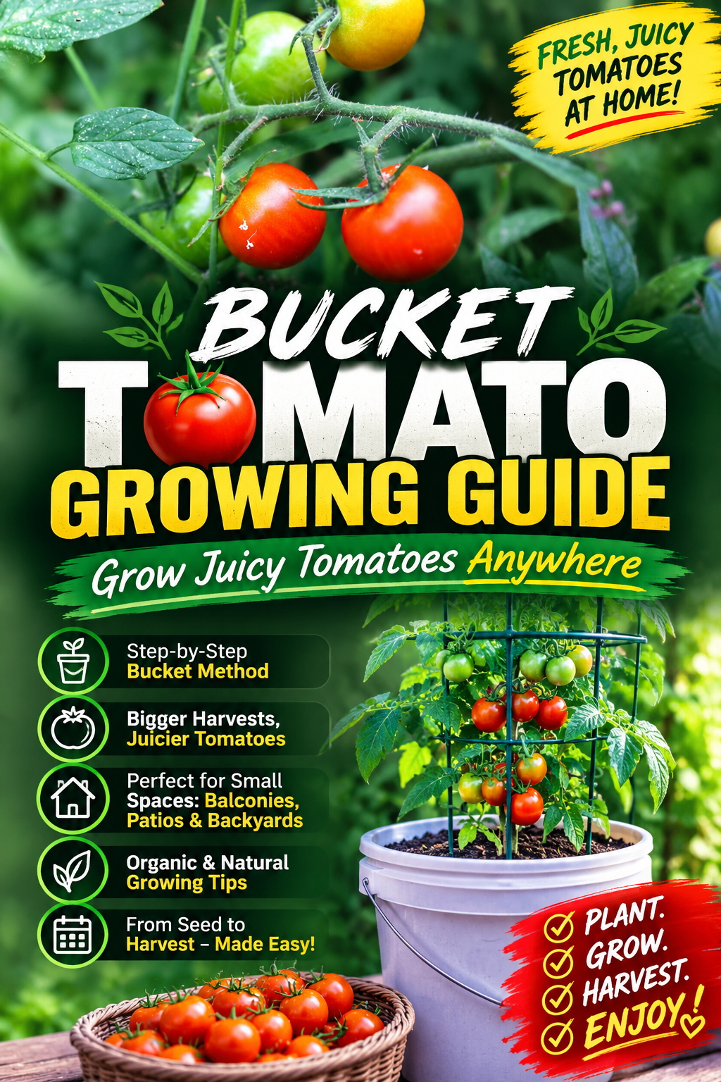 Bucket Tomato Growing Guide: Grow 20Lbs of Juicy Tomatoes Anywhere