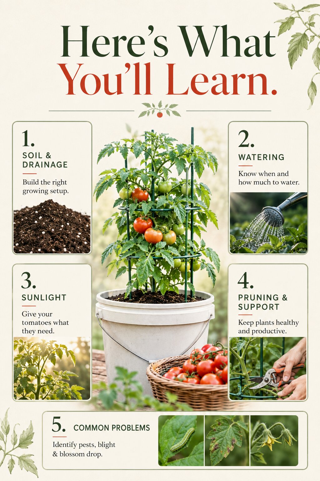 Bucket Tomato Growing Guide: Grow 20Lbs of Juicy Tomatoes Anywhere